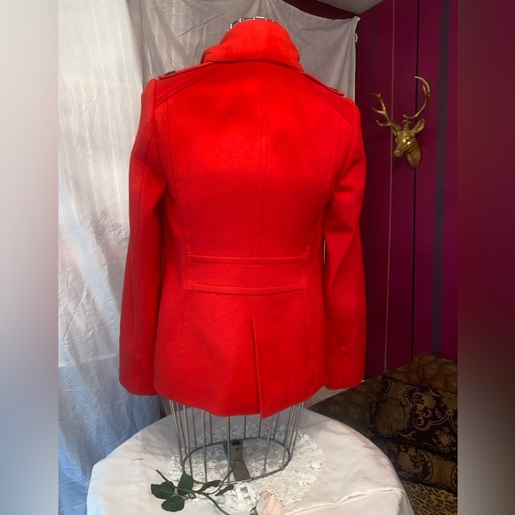 J Crew Red Peacoat Double-Breasted Wool Blend - Picture 8 of 11